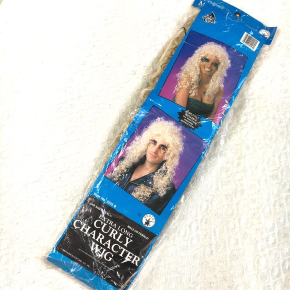 80’s Blonde Extra Long Curly Character Wig Rubies NWT - Picture 3 of 13